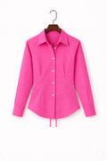 Hot Pink Fitted Button Down Shirt