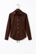 Dark Brown Fitted Button Down Shirt