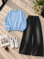 Sweatshirt With Black Shaded Wide Leg Jeans