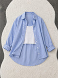 Blue Lining Button Down Shirt & White Inner